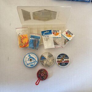 Fishing Tackle Box With Hooks Weights Swivels & Fishing Line Assortment Lot 3